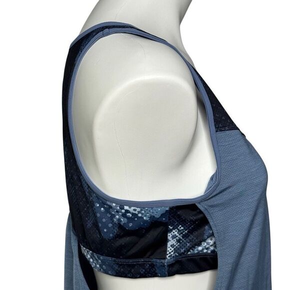 Athleta blue abstract pattern supercharged tank top with built in bra size XL - Picture 7 of 13